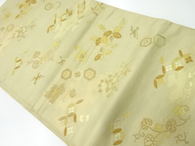 アンティーク　花鳥模様織出し袋帯（材料）